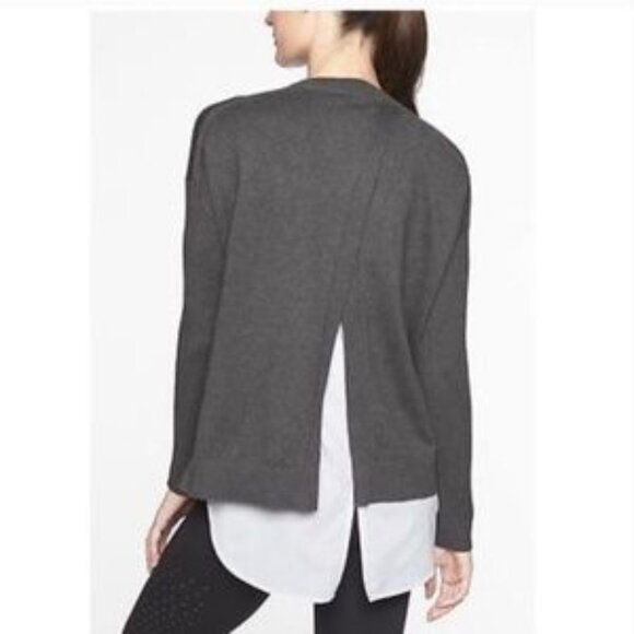 Athleta Gray Silk Blend Highland Crossback Crewneck Sweater - Picture 1 of 5